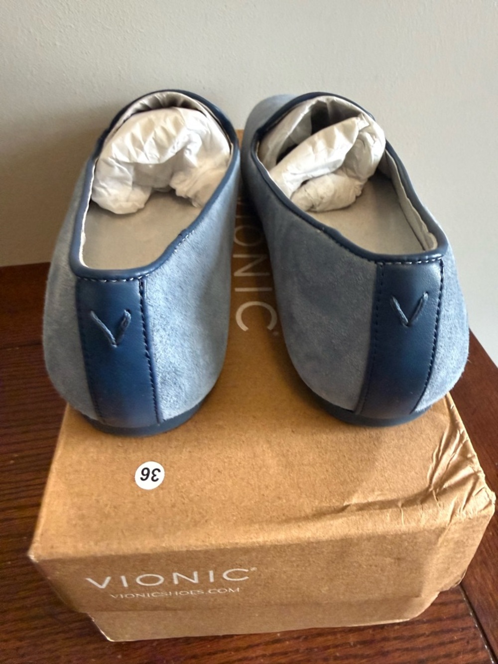 Vionic‎ Women's Suede-Look Slip-On Loafers in Powder Blue - Picture 5 of 8